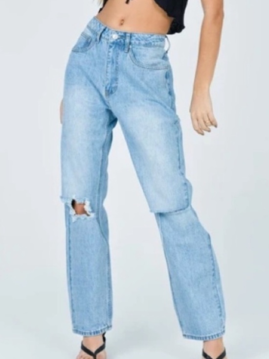 Princess Polly Denim - PRINCESS POLLY Light Blue Distressed High-Waist Women’s Jeans! 6